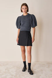 Merino wool sweater with puff sleeves