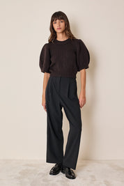 Merino wool sweater with puff sleeves