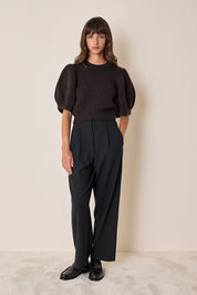 Merino wool sweater with puff sleeves