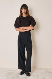 Merino wool sweater with puff sleeves