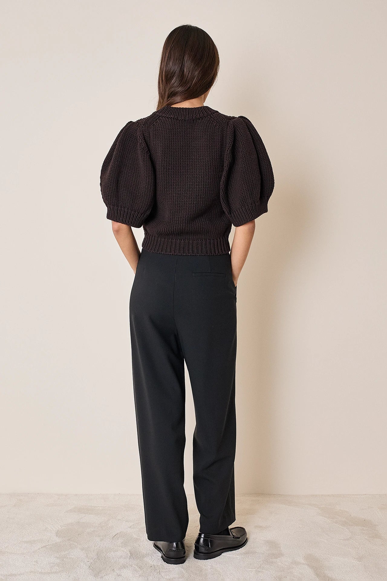 Merino wool sweater with puff sleeves