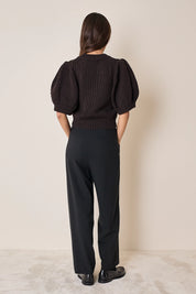 Merino wool sweater with puff sleeves