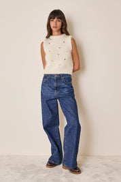 Mohair vest with embroidered flowers