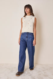 Mohair vest with embroidered flowers