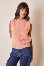 Mohair vest with embroidered flowers