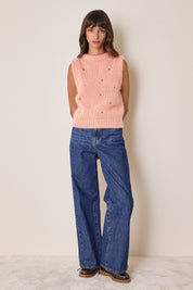 Mohair vest with embroidered flowers