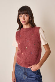 Mohair vest with embroidered flowers