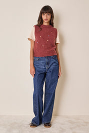 Mohair vest with embroidered flowers