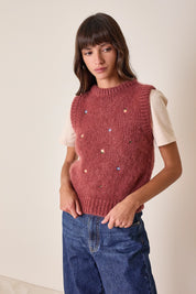 Mohair vest with embroidered flowers