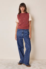 Mohair vest with embroidered flowers