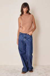 Mohair vest with embroidered flowers