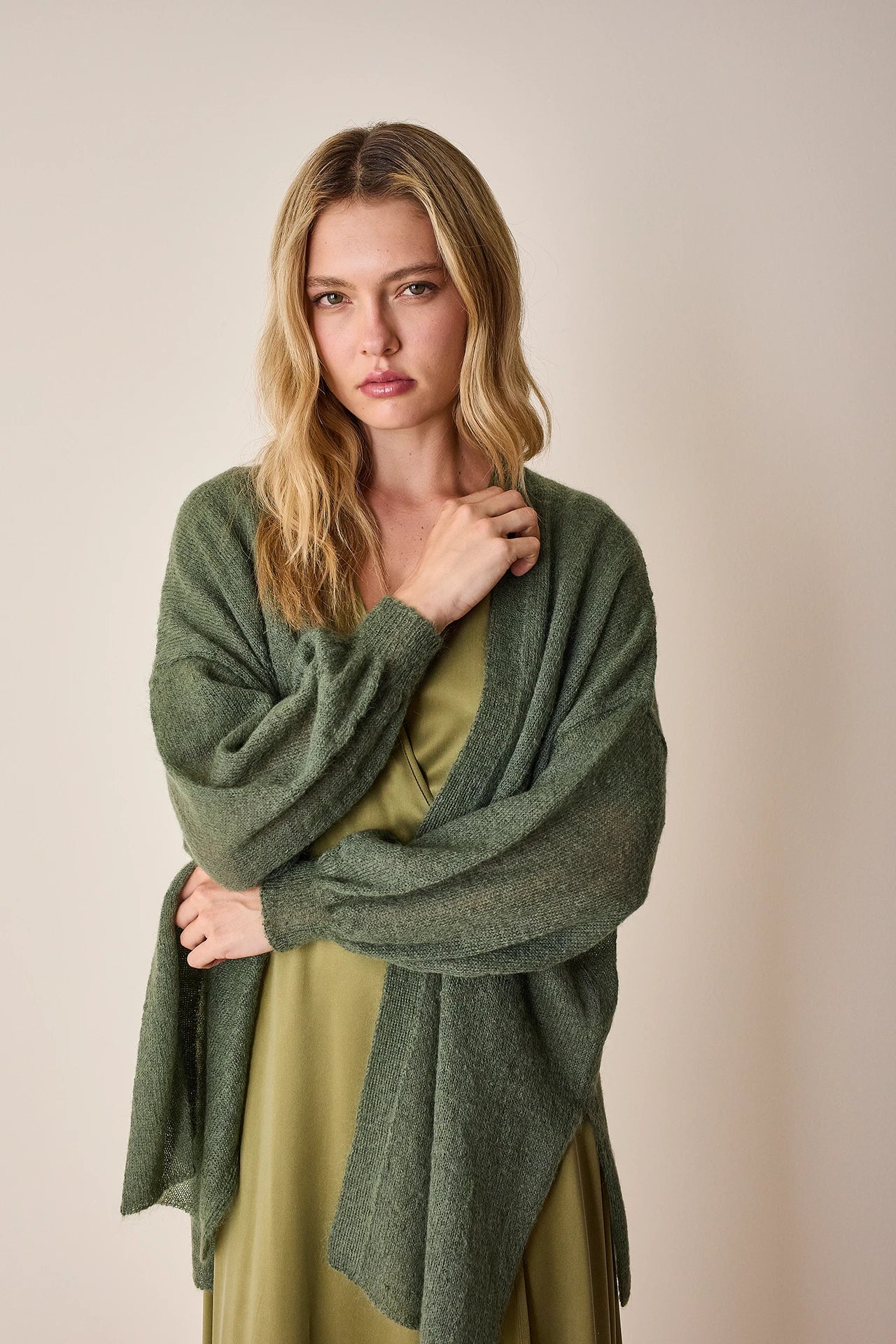 Cardigan kimono in maglia di mohair