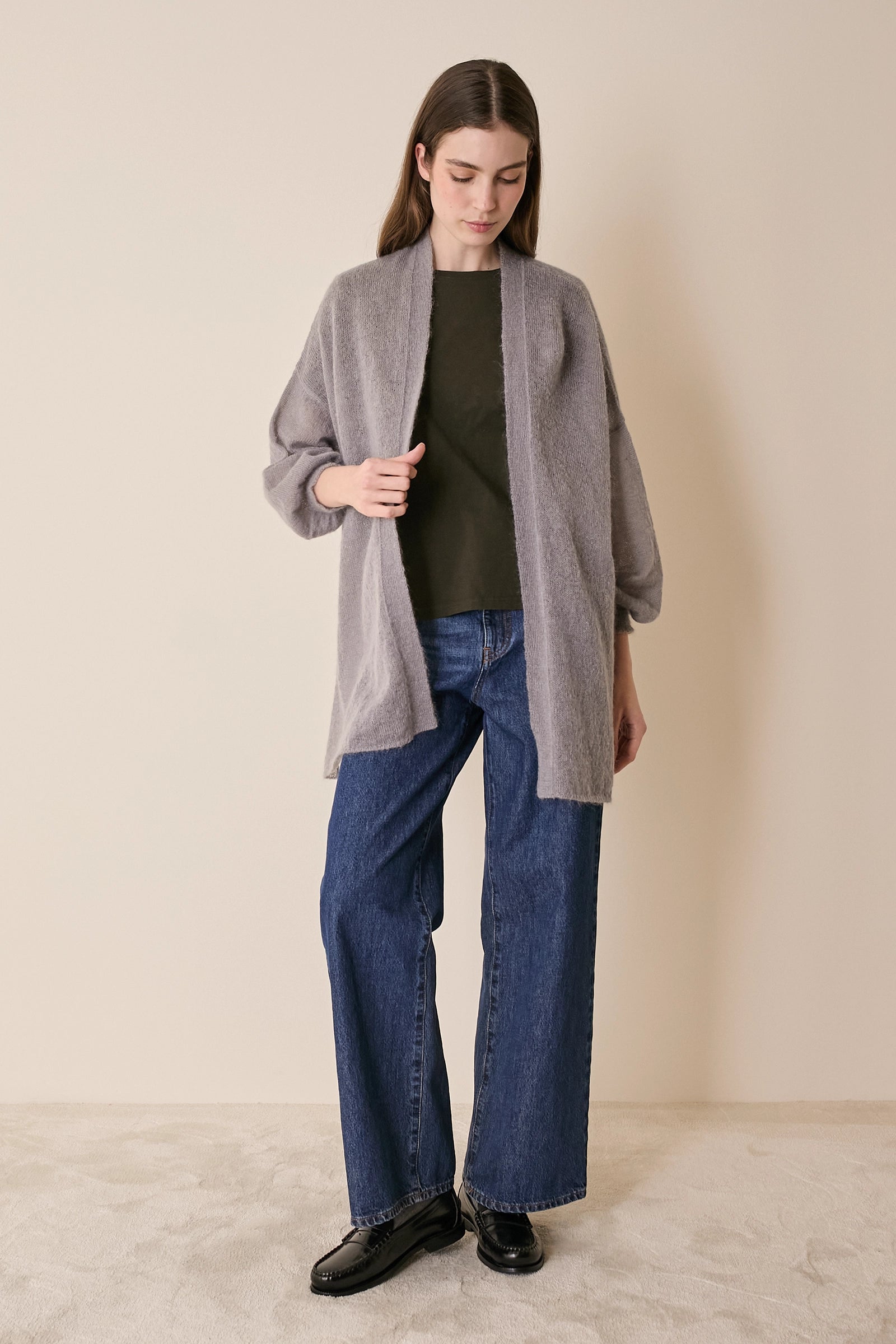 Cardigan kimono in maglia di mohair