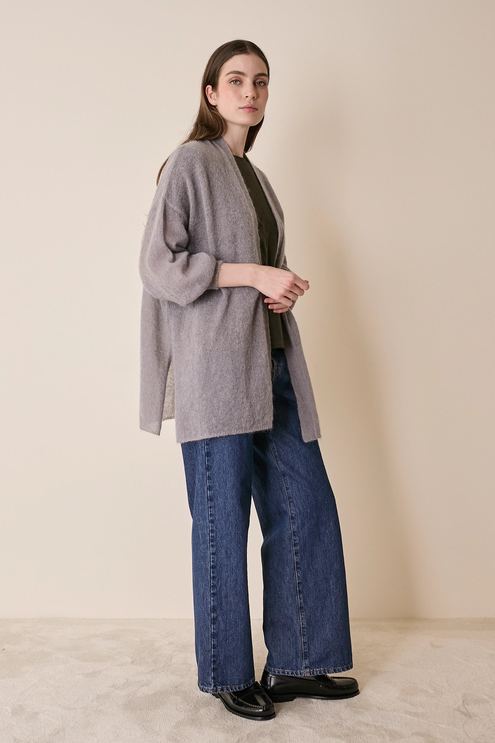 Cardigan kimono in maglia di mohair