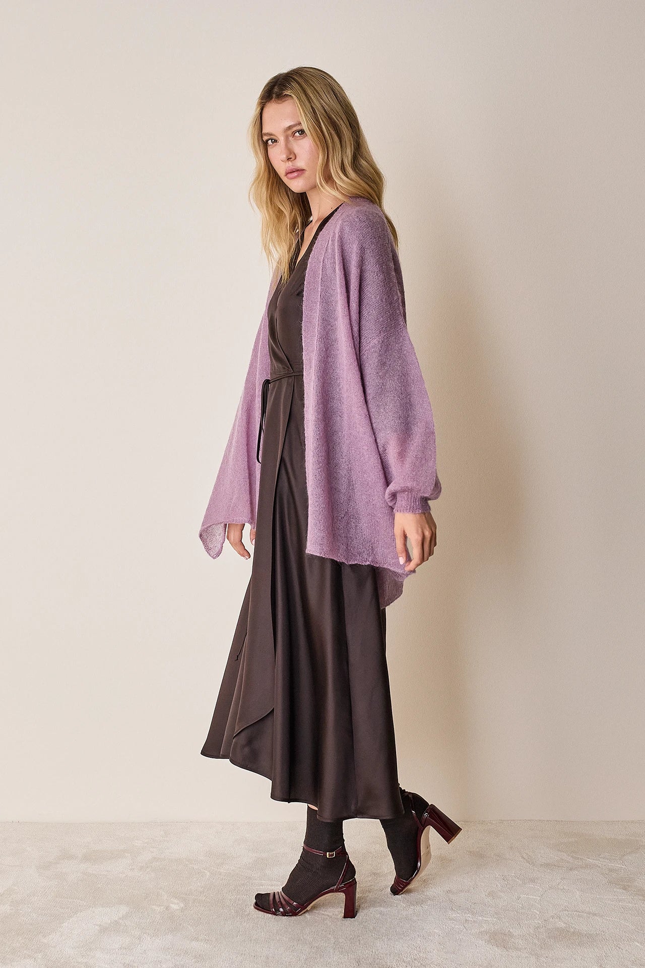 Cardigan kimono in maglia di mohair