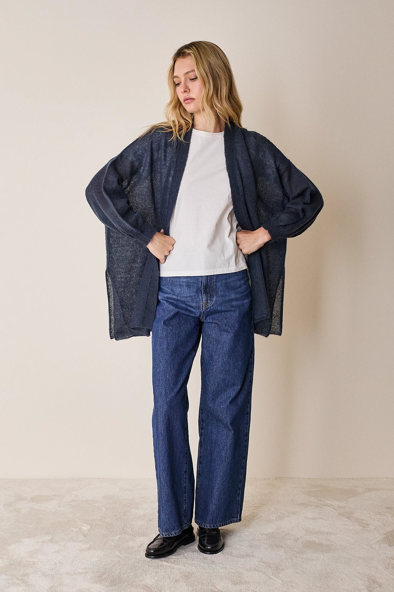 Cardigan kimono in maglia di mohair