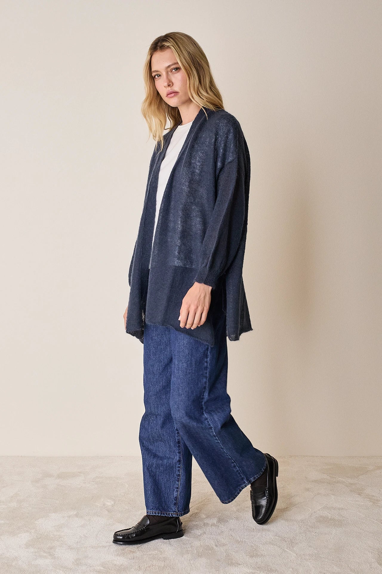 Cardigan kimono in maglia di mohair