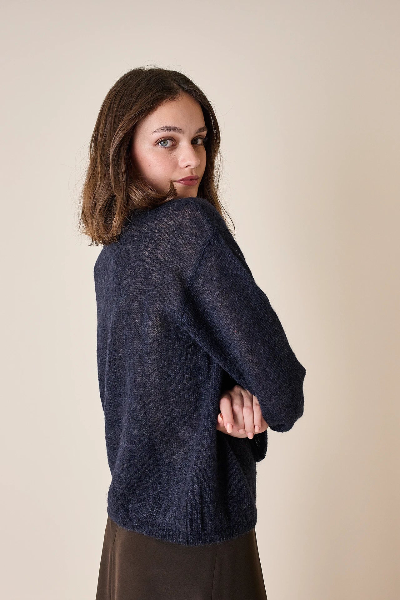 Mohair and baby alpaca crew neck sweater