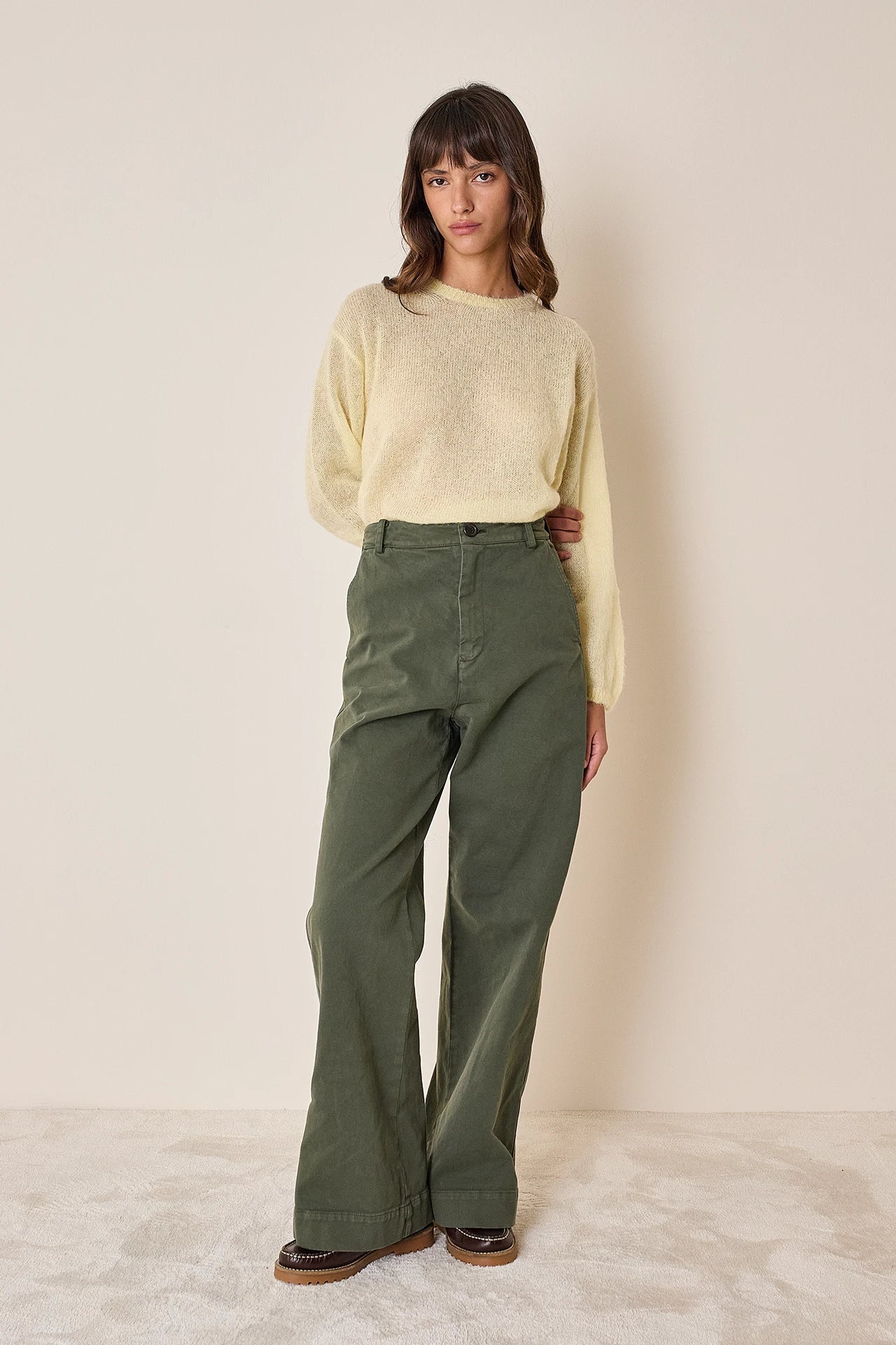Maglia girocollo in mohair e baby alpaca