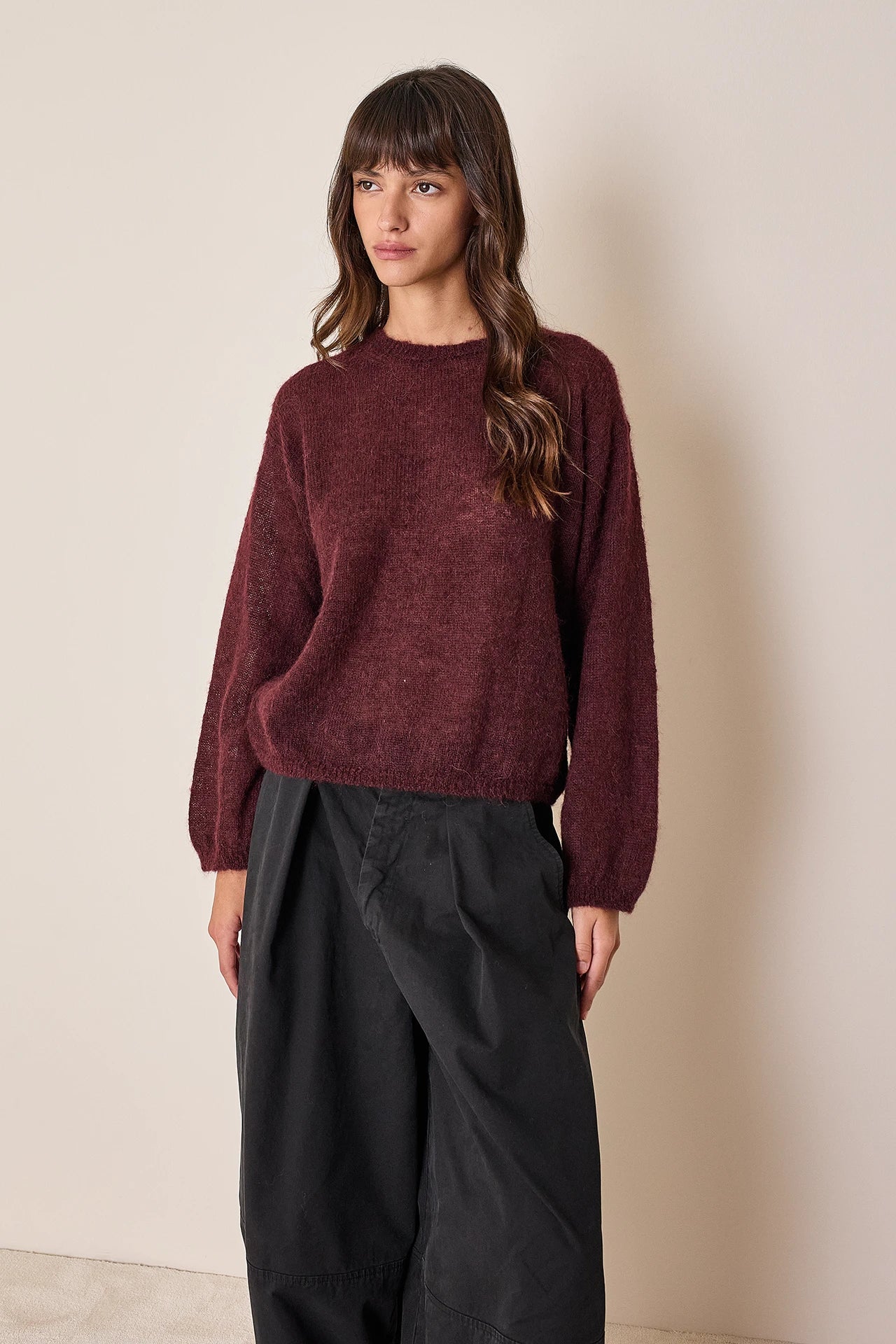 Mohair and baby alpaca crew neck sweater