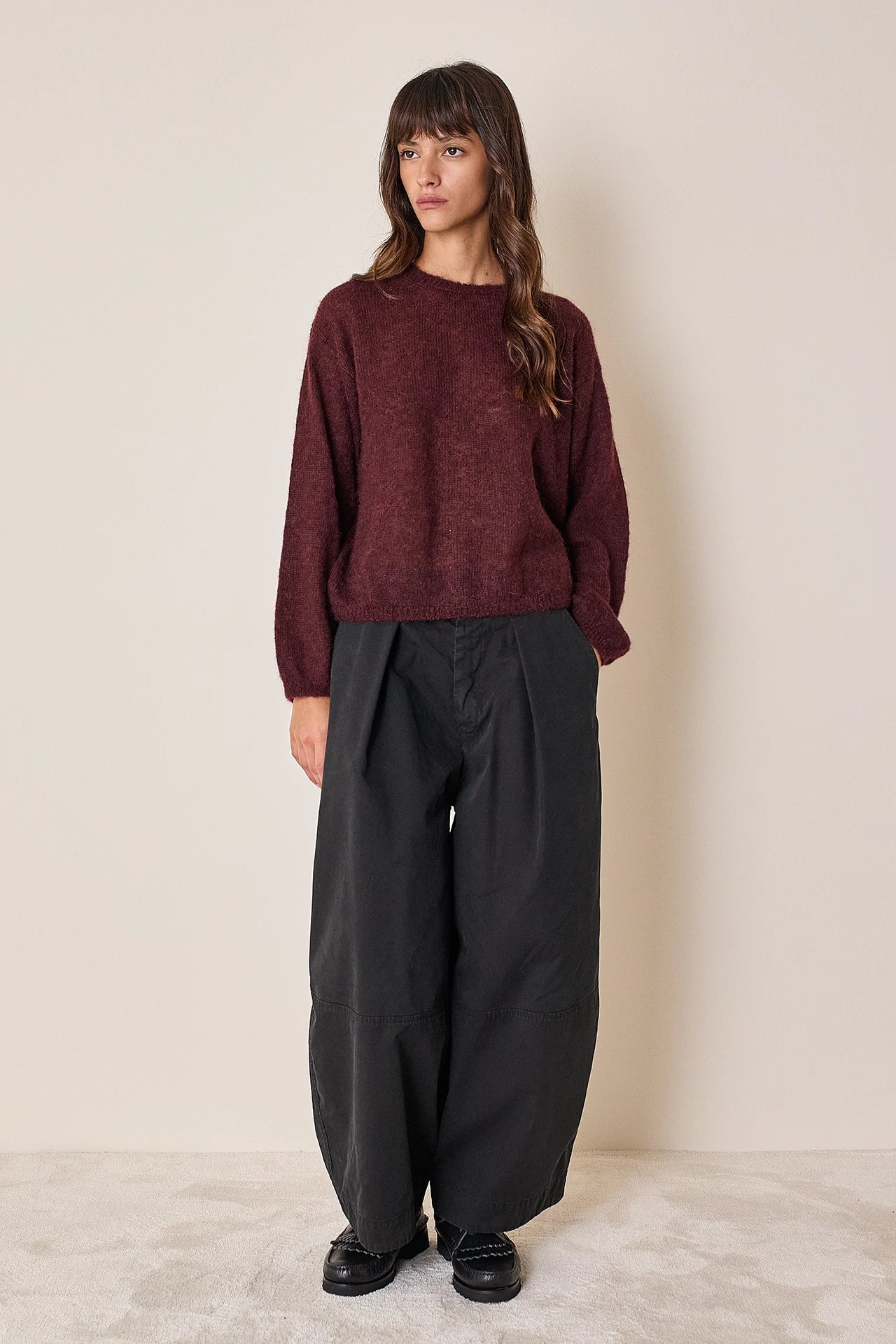 Mohair and baby alpaca crew neck sweater