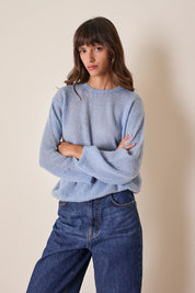 Maglia girocollo in mohair e baby alpaca