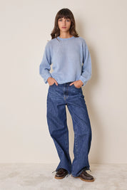 Maglia girocollo in mohair e baby alpaca