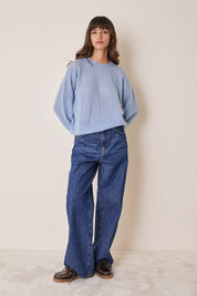 Maglia girocollo in mohair e baby alpaca