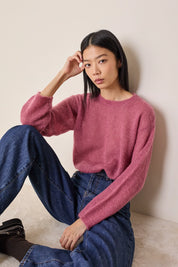 Maglia girocollo in mohair e baby alpaca