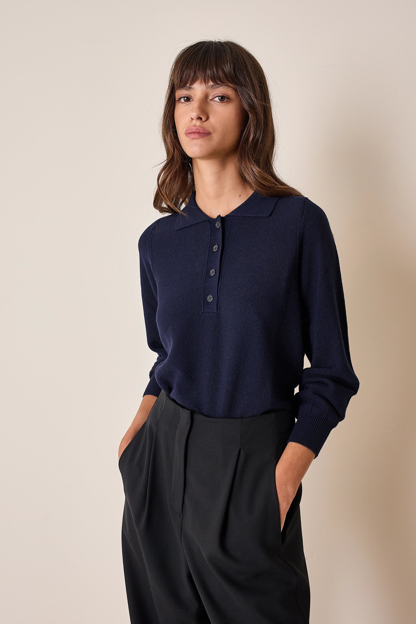 Polo shirt in extra fine merino virgin wool