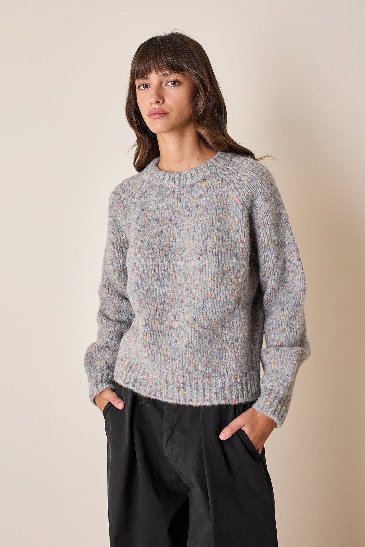 Maglia girocollo in filato mélange