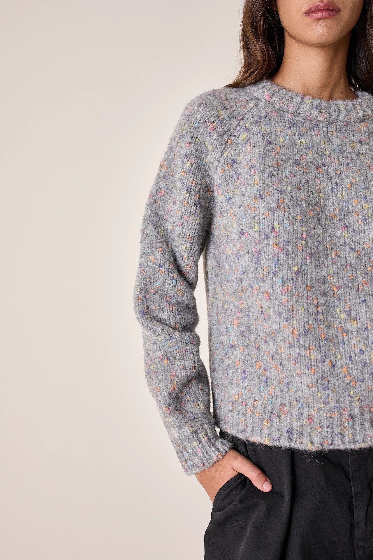 Maglia girocollo in filato mélange