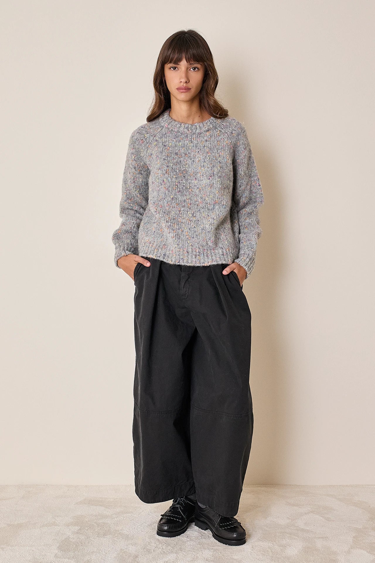 Maglia girocollo in filato mélange