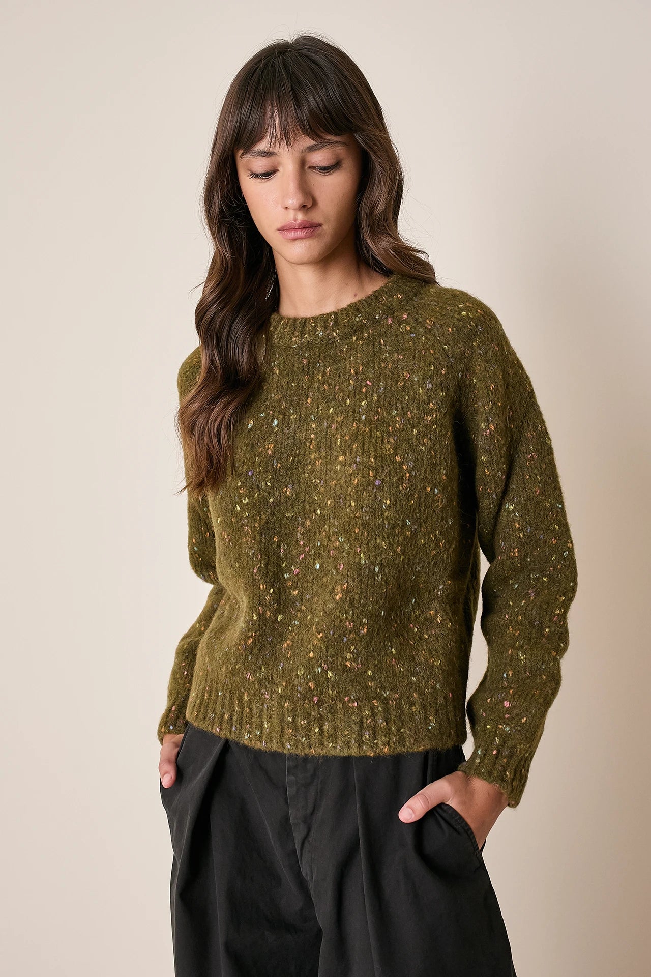 Maglia girocollo in filato mélange