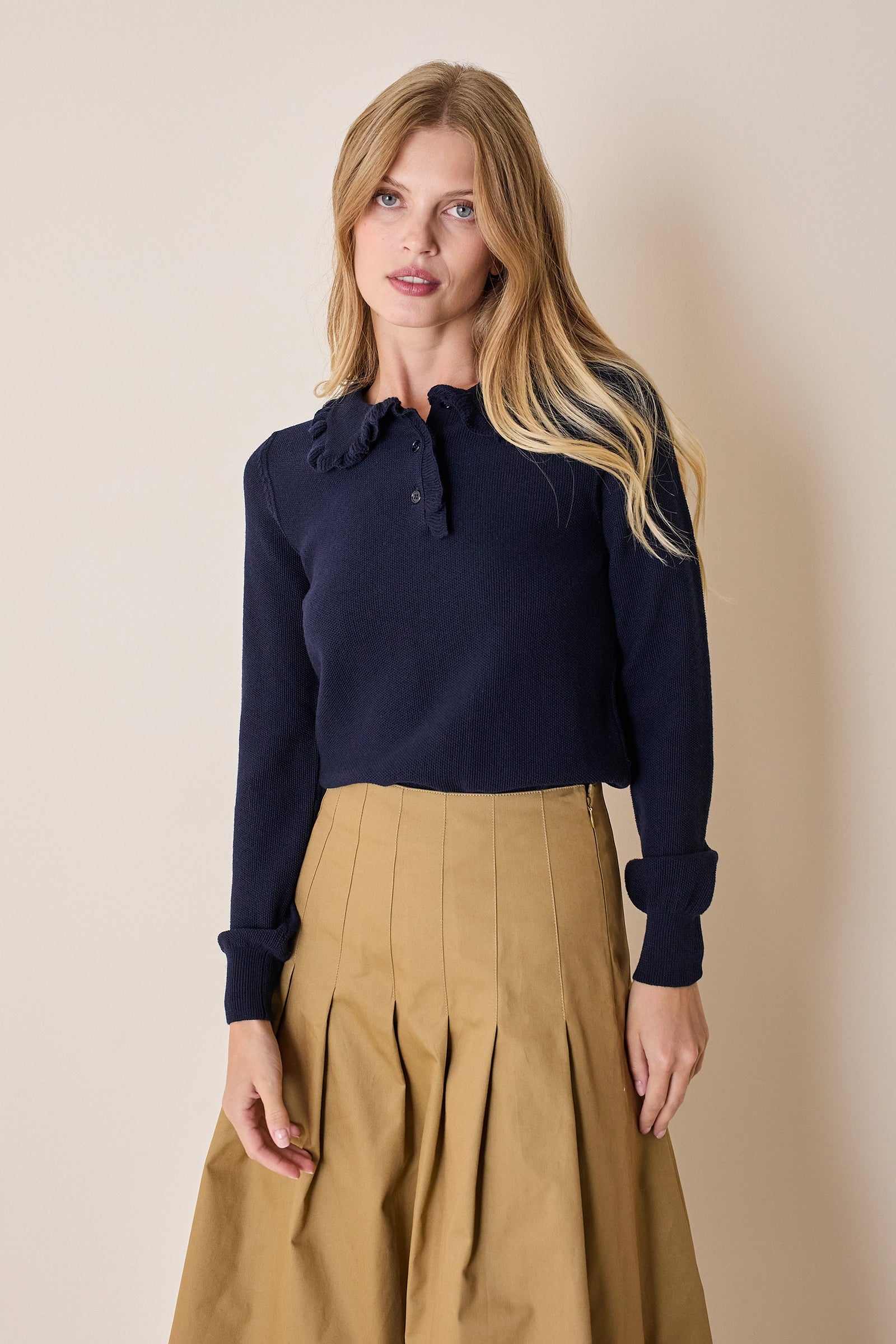 Ruffled polo shirt