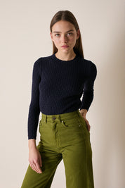 Textured wool crewneck