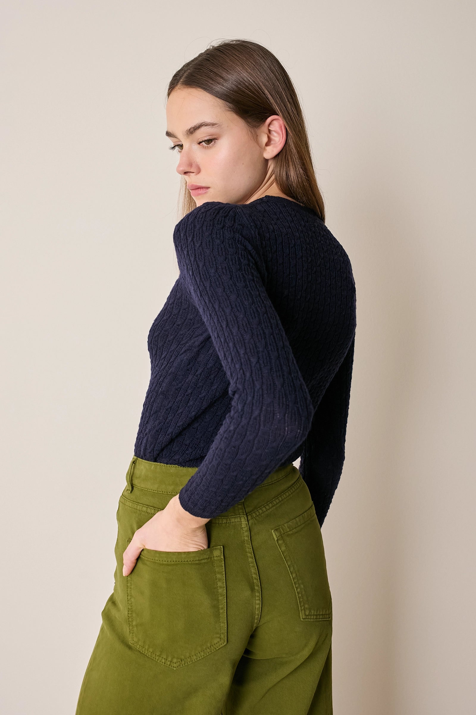 Girocollo operato in lana