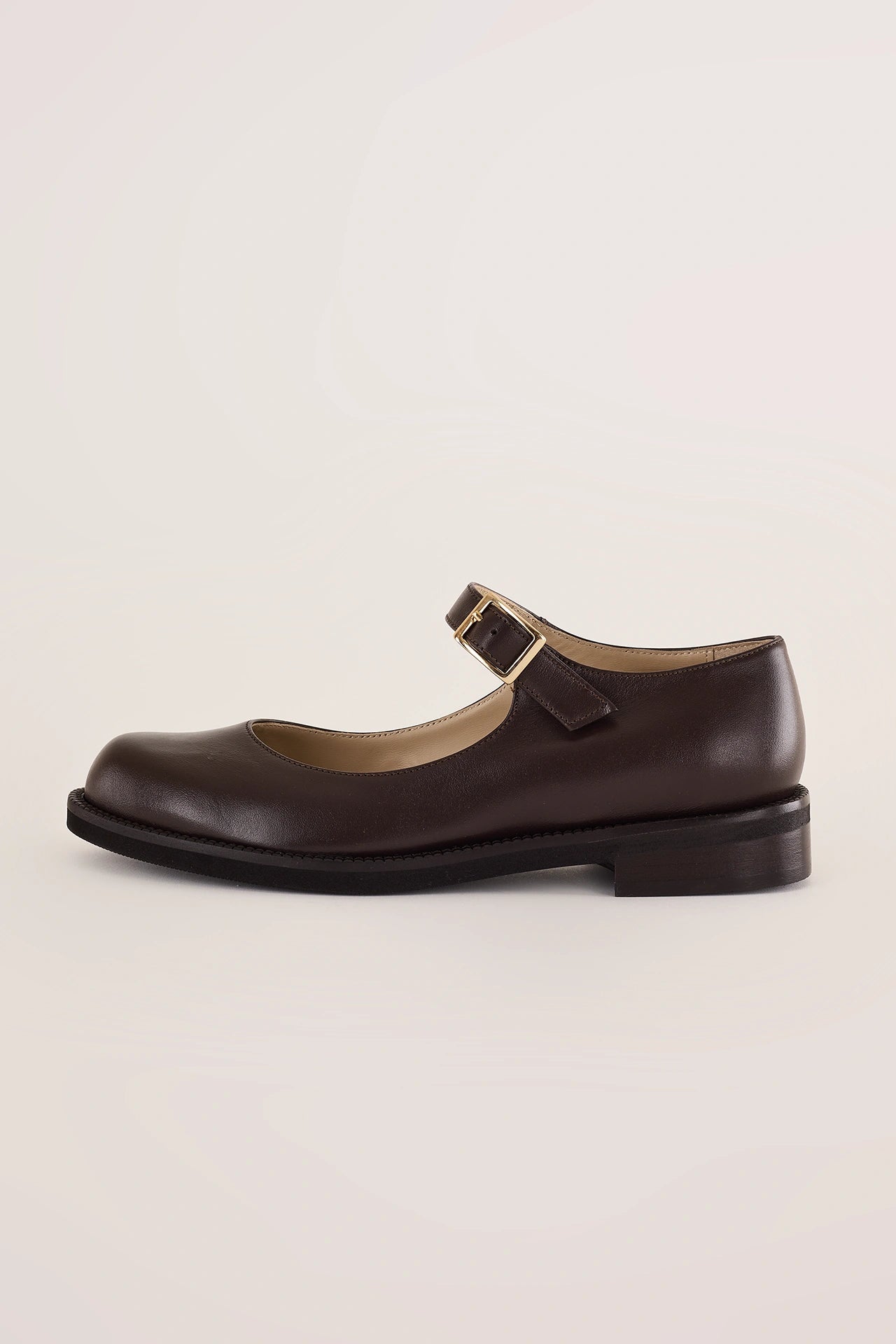 Round-toe Mary Janes with rubber sole