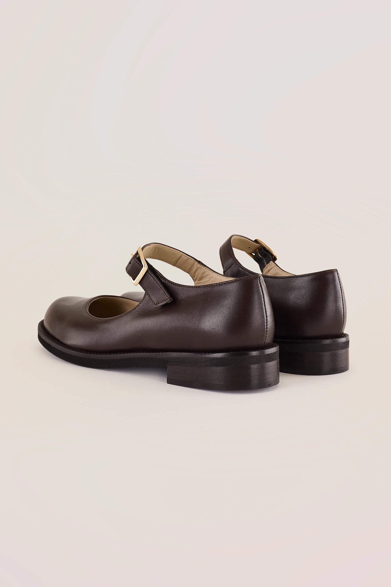 Round-toe Mary Janes with rubber sole