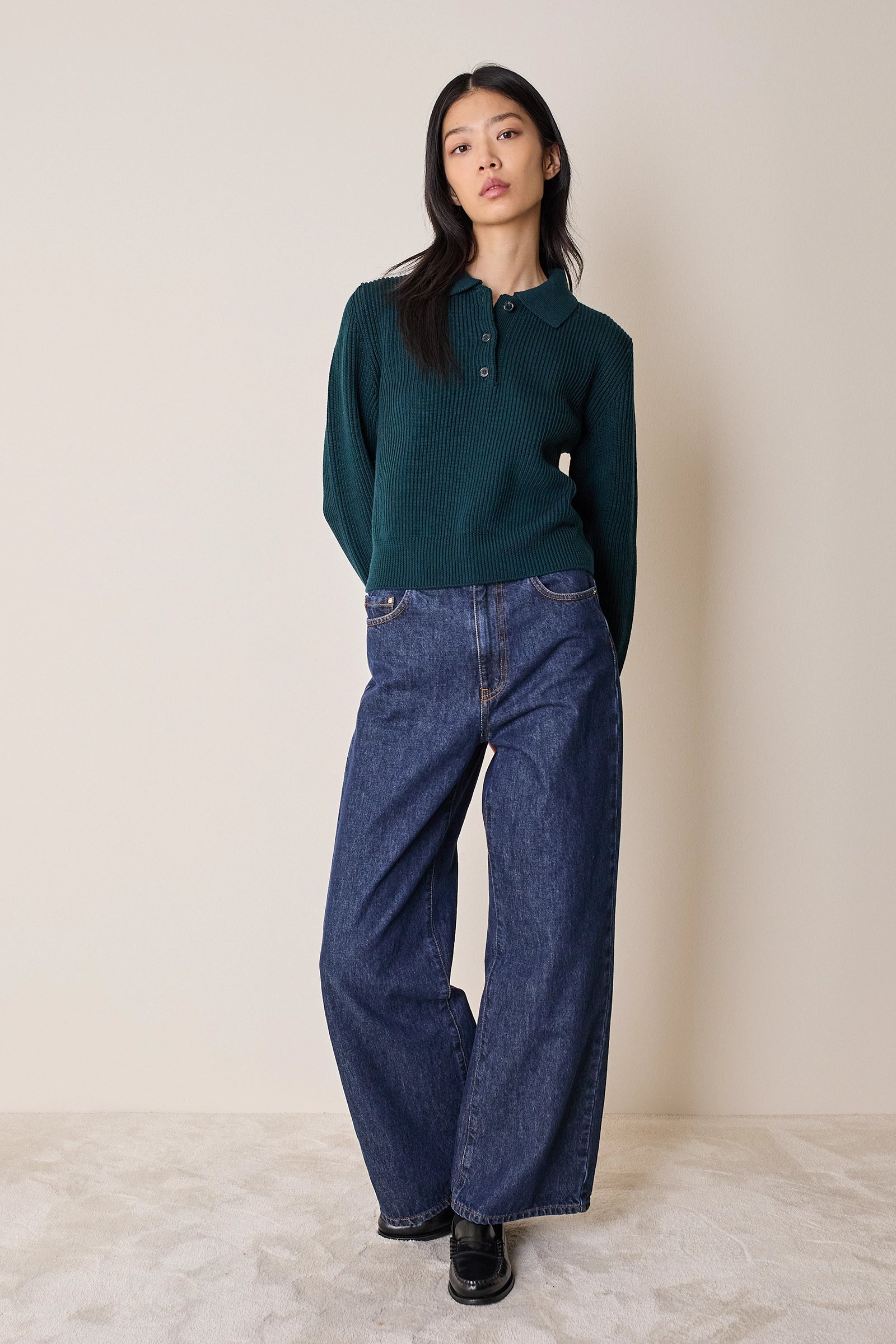 Polo a costine in lana vergine