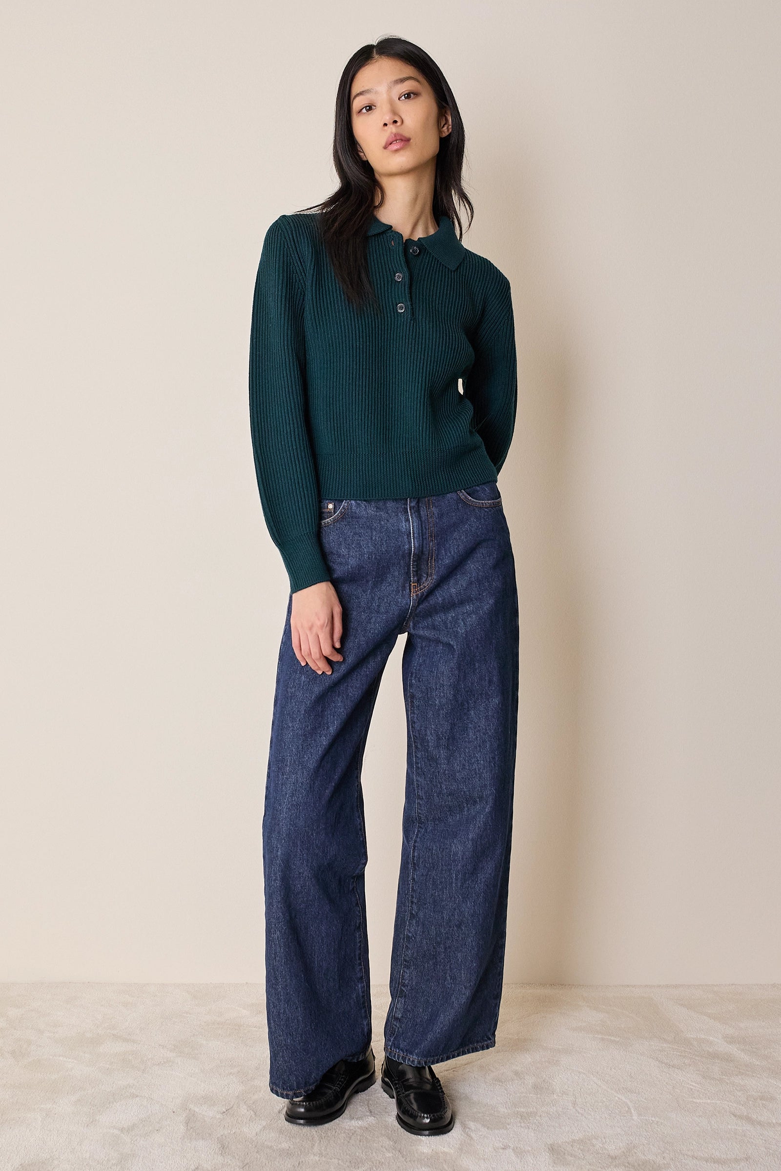 Polo a costine in lana vergine