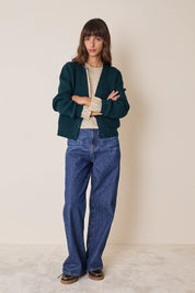 Cardigan a costine in lana vergine