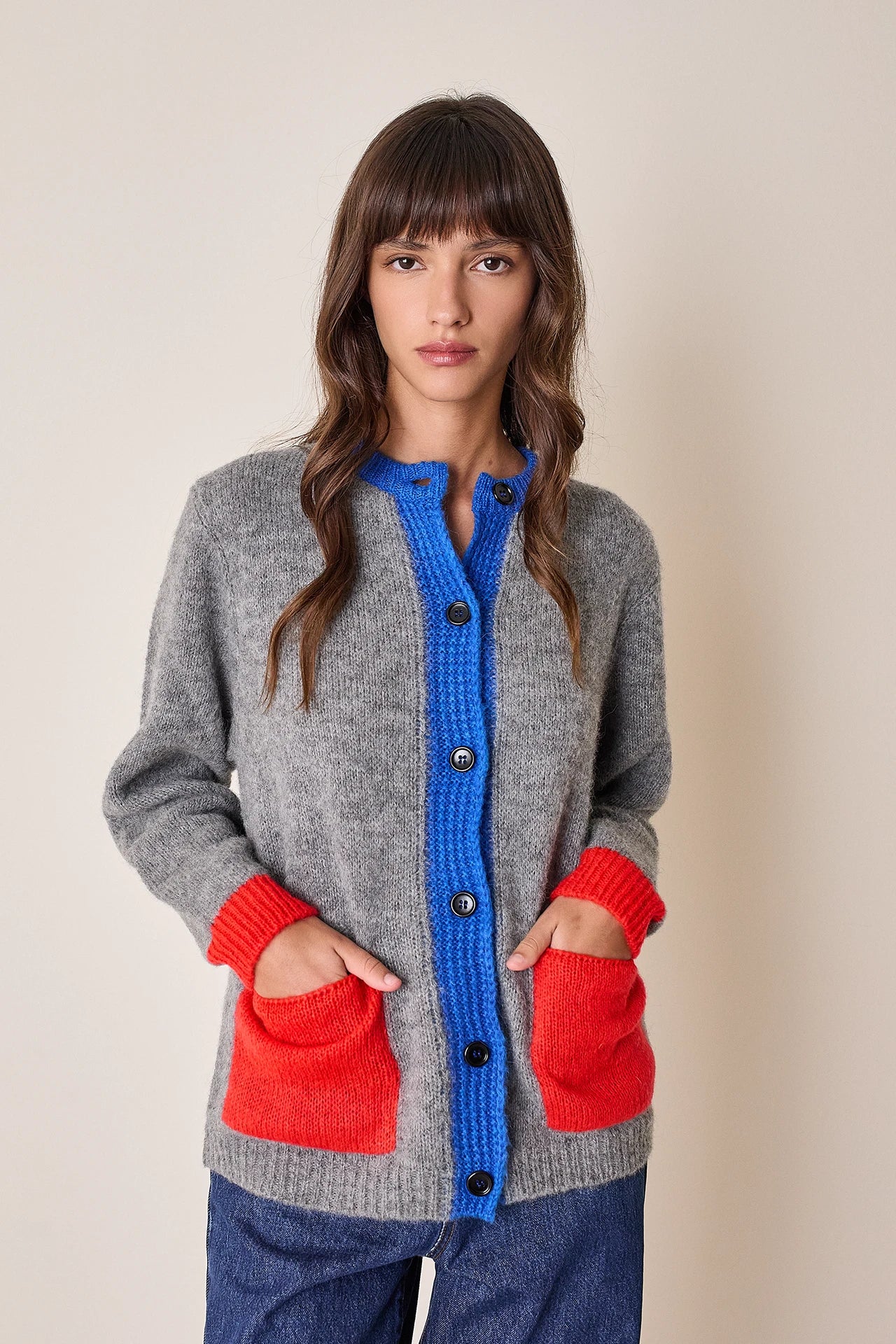 Cardigan multicolor in alpaca