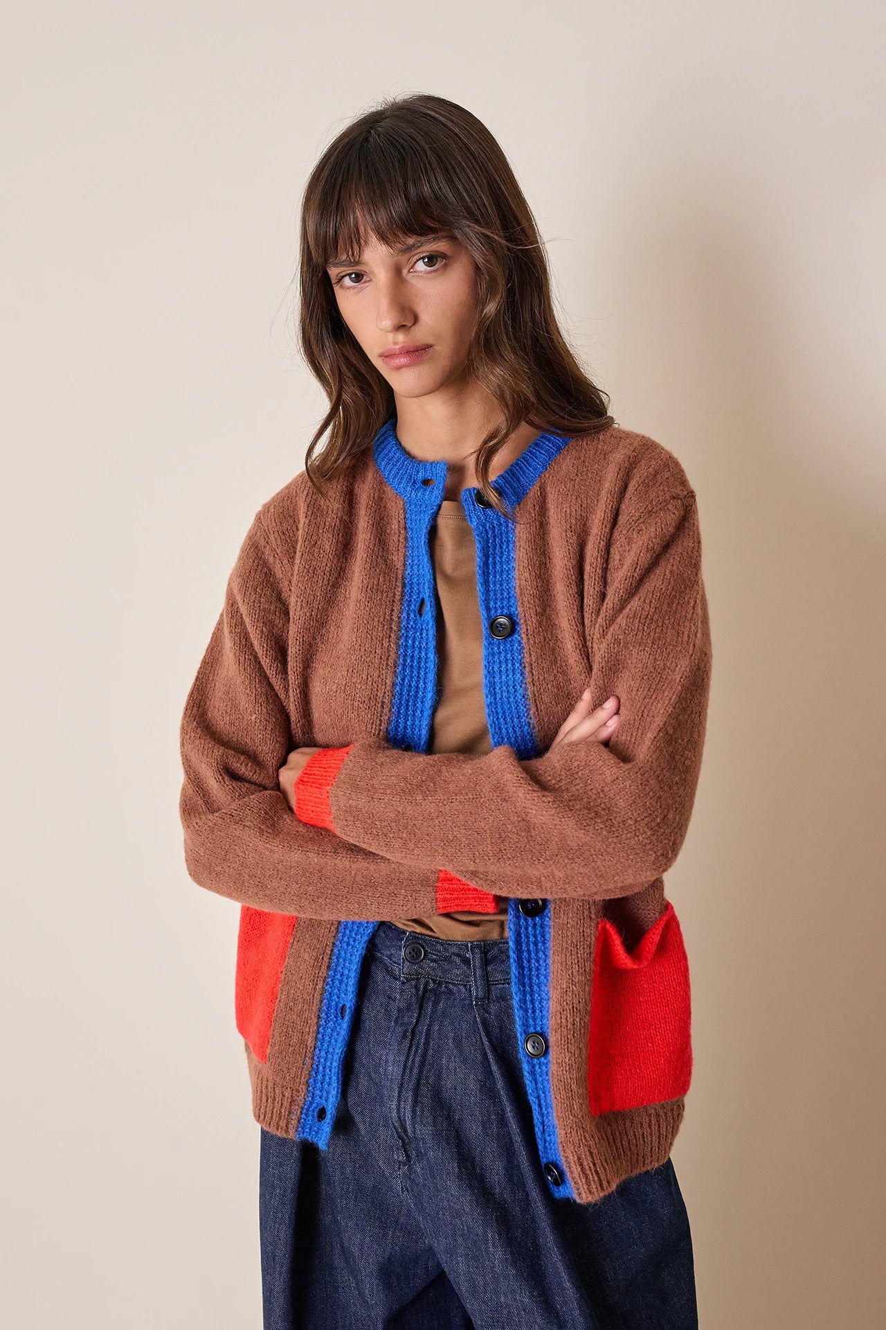 Cardigan multicolor in alpaca