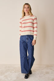 Maglia girocollo con righe jacquard