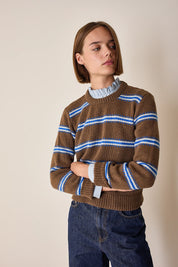 Maglia girocollo con righe jacquard