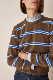 Maglia girocollo con righe jacquard