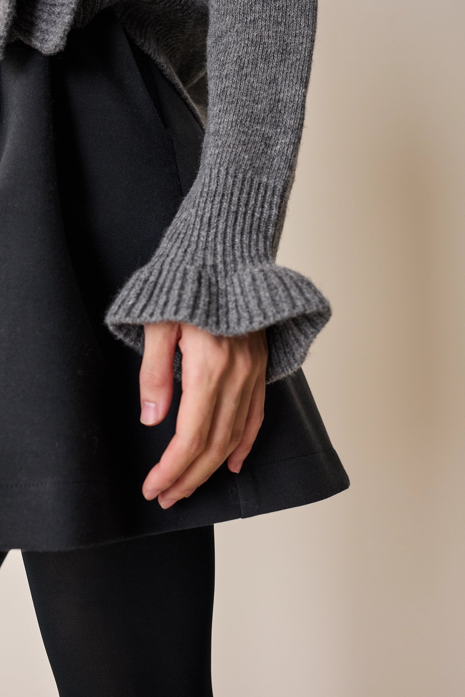 Wool sweater with maxi ruffles