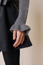 Wool sweater with maxi ruffles