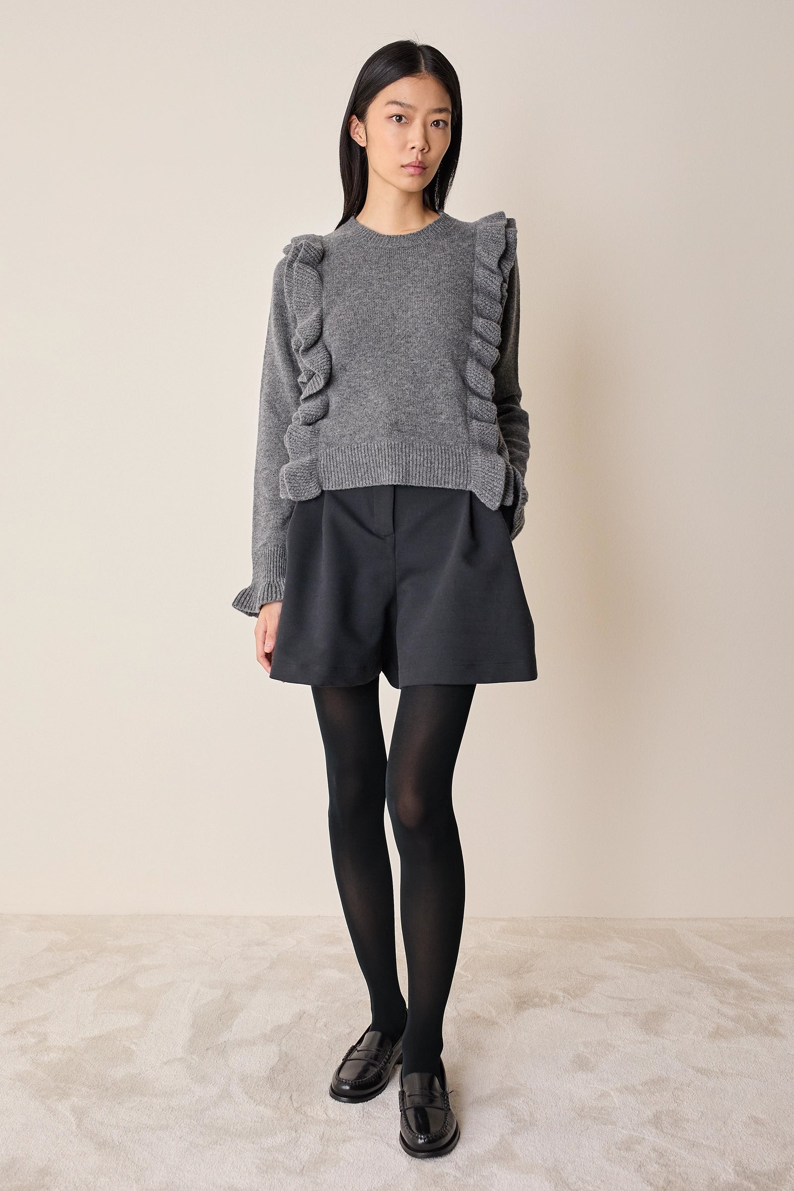 Wool sweater with maxi ruffles